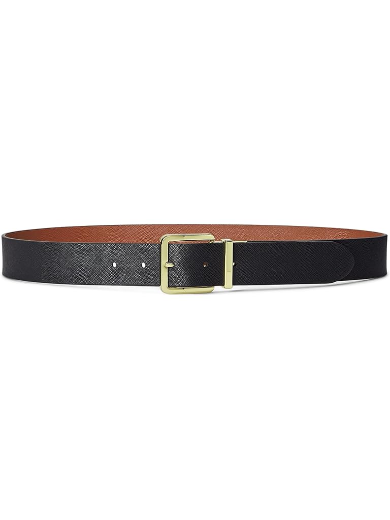 Black Lauren Ralph Lauren Reversible Crosshatch Leather Belt
