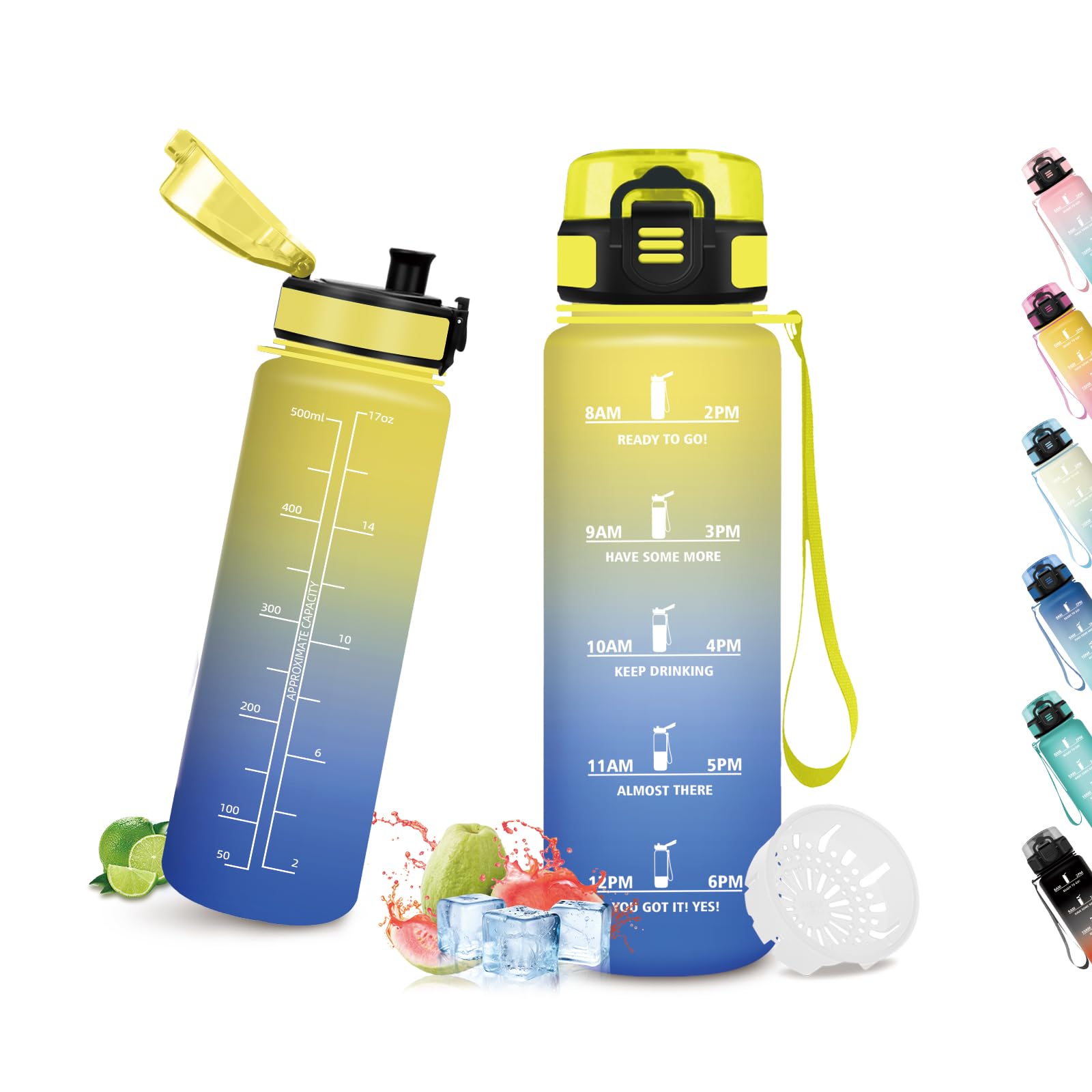 Grsta Water Bottle 500 ml, Leak-Proof, Water Bottle for Jogging,