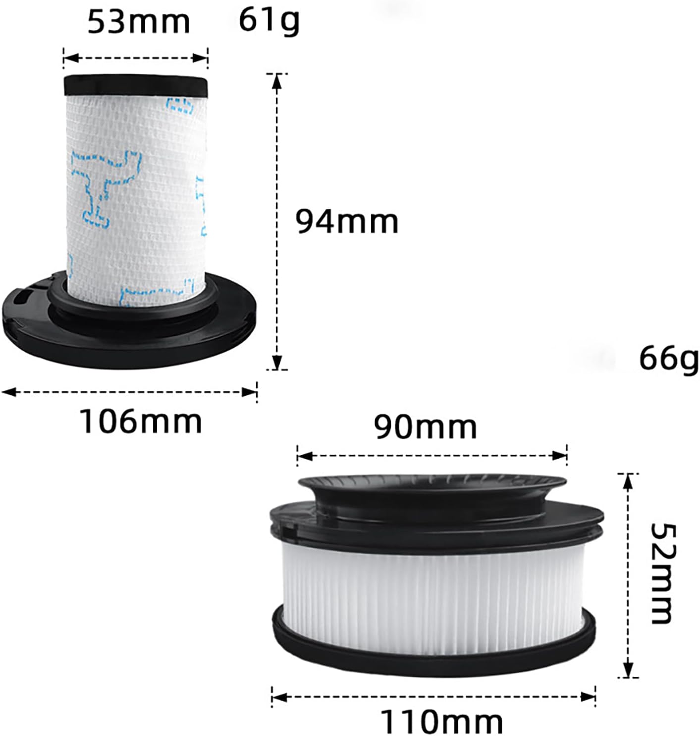 2 Set of Front Filter and Rear Filter Compatible with Rowenta ZR00907/908 RH98XX/99XX Sweeper HEPA Filter Vacuum Cleaner Accessories