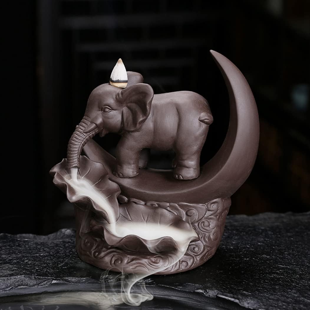 Creative Crescent Elephant Backflow Incense Burner Home Sandalwood Incense Burner Holder Tea House Decoration Crafts