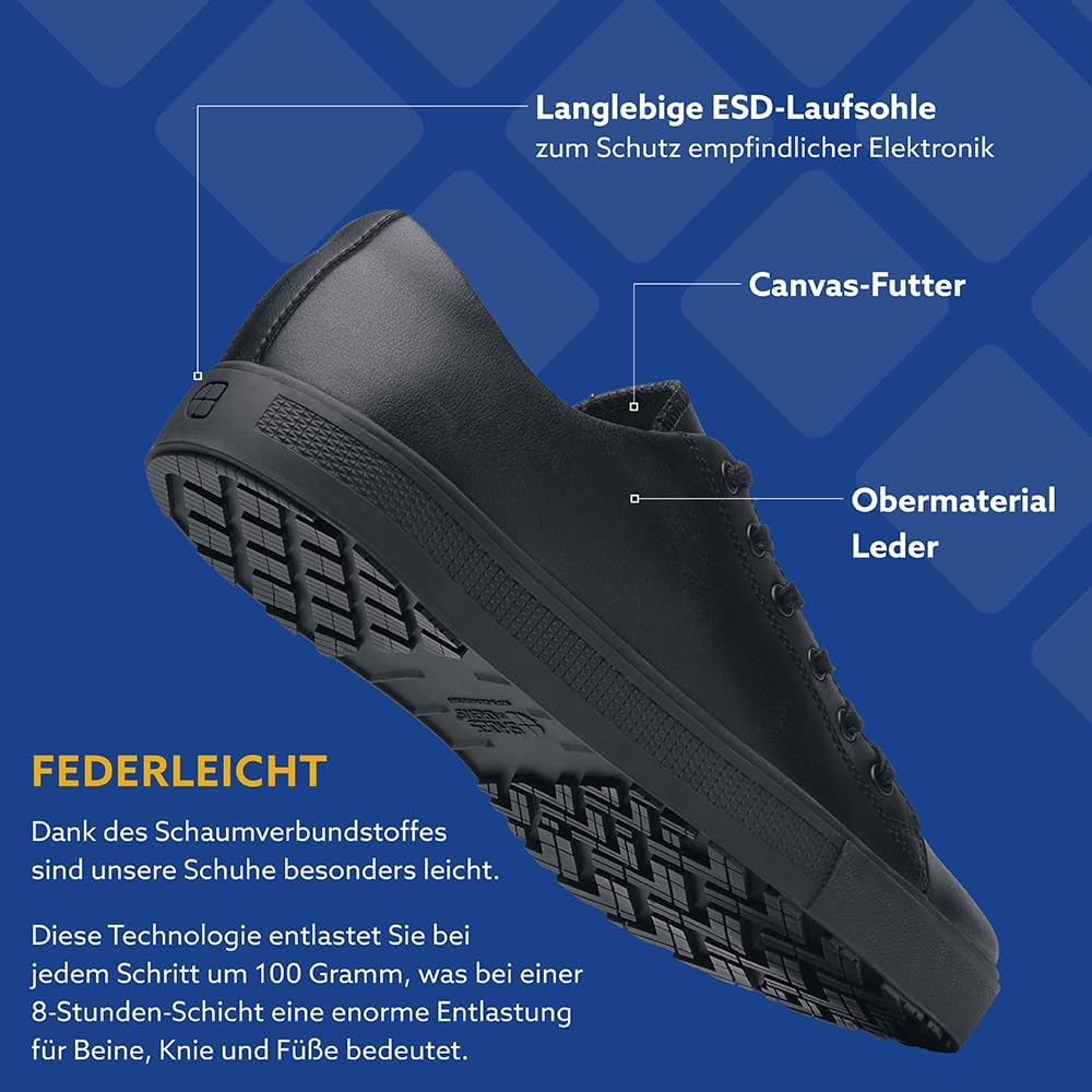 Shoes for Crews Unisex Arbeits-Sneaker – Bequeme, leichte, Wasserabweisende, Rutschhemmende Arbeitsschuhe, ideal für Männer und Frauen in Küchen, für Kellner und Koch – Old School Low Rider IV