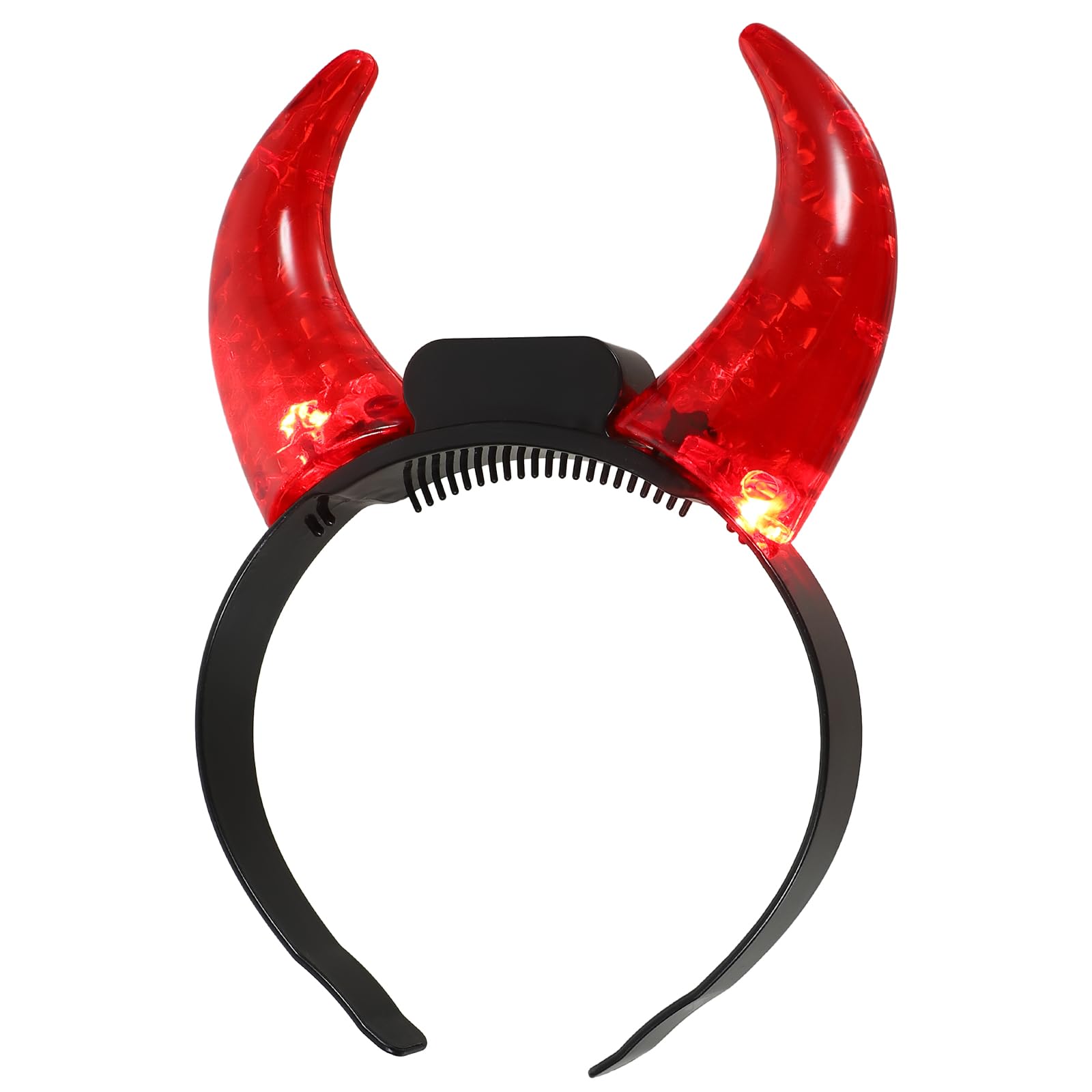 Holibanna Devil Horns Headband LED Light Up Hairband Red Demon Horns Head Boppers Fancy Evil Witch Costume Headwear for Cosplay Christmas New Year Dress Up Party Hairband