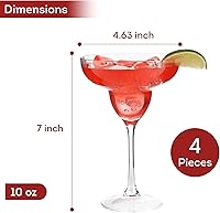 Vista 3 de Lily's Home Vasos irrompibles de Margarita de 10 onzas, juego de 4 unidades, plástico transparente inastillable, vasos reutilizables