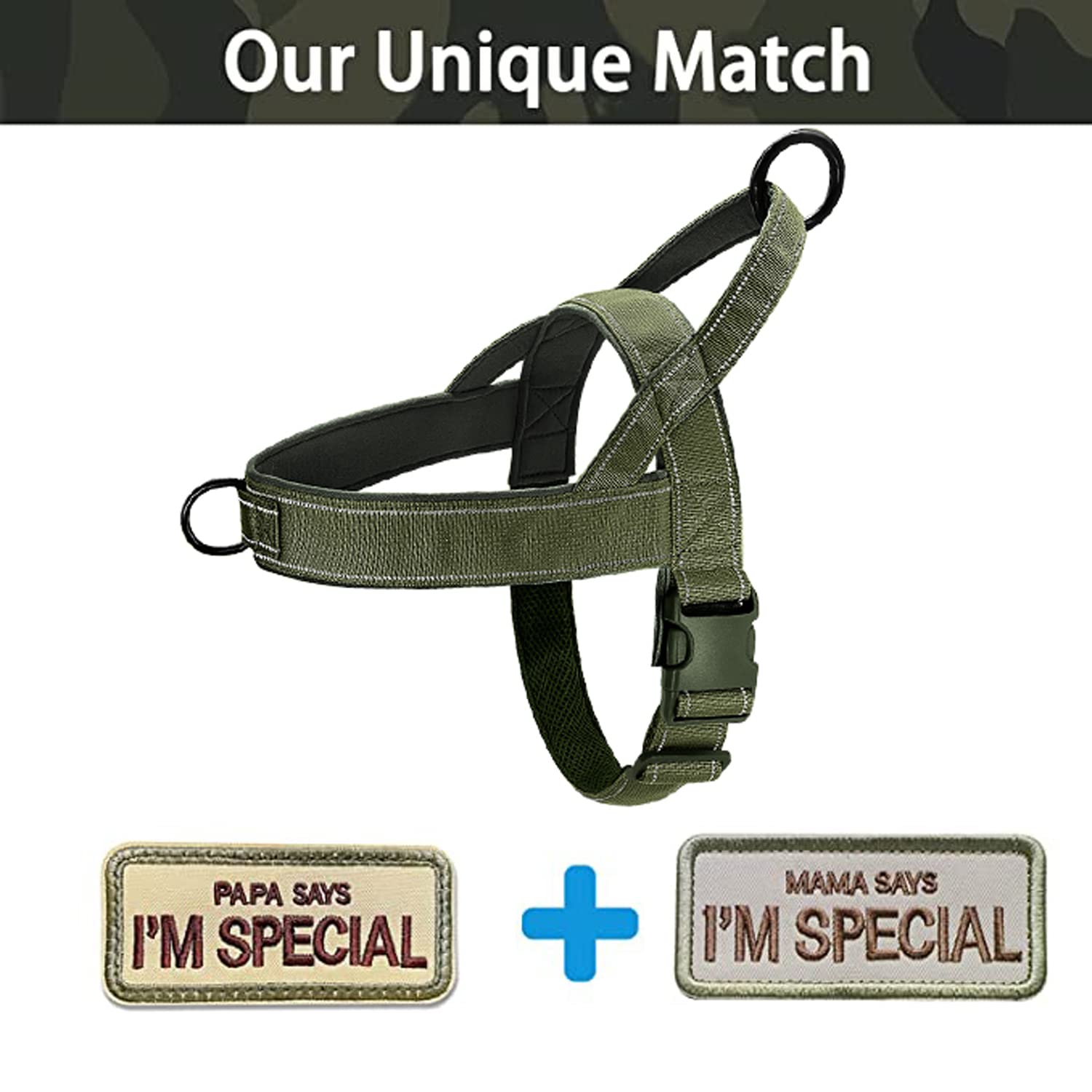 QIFBYFB No Pull Dog Harness - Medium Large, Adjustable, Reflective, Escape Proof - Green XL, XL-Chest size 30-39'' - Image 2