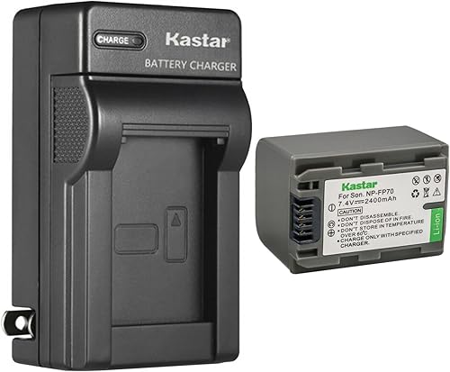 Kastar Paquete de 1 batería NP-FP70  FP71 y cargador de pared de CA de repuesto para Sony DCR-HC28, DCR-HC30, DCR-HC32, DCR-HC33, DCR-HC35,
