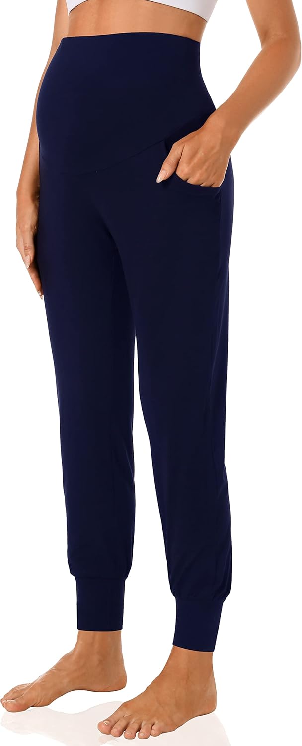 V VOCNI 3 Pack Women's Maternity Joggers Pants Over The Belly Sweatpants Stretchy Jogger Workout Lounge Pregnancy Pants - Image 6