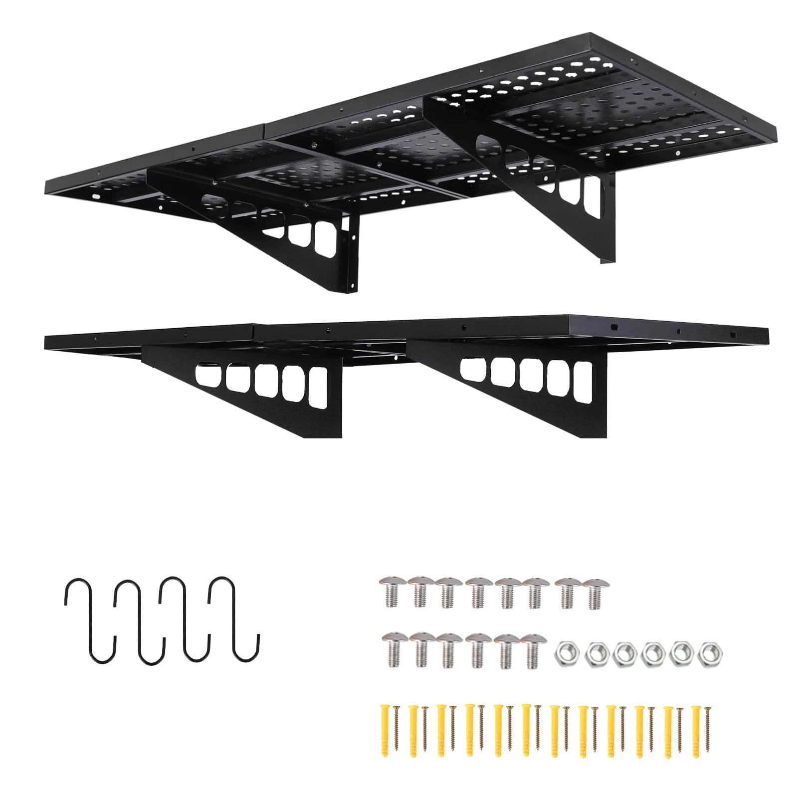 TROPOW 2-Pack 1.6x4ft Garage Wall Shelving Heavy Duty Wall Shelves Garage Storage Racks Wall Mounted Garage Shelves Floating Shelves for Wall, 560lbs