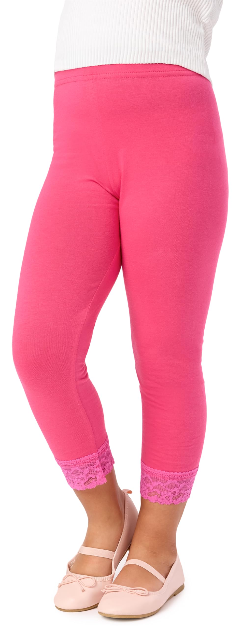 Merry Style 3/4 Leggings Mädchen aus Viskose bequeme Kurze Hose Mädchen mit Spitze MS10-293