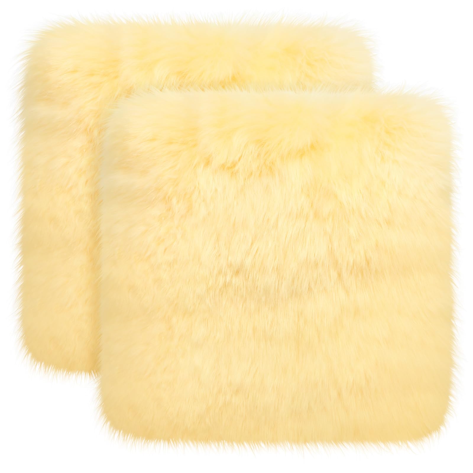Photo 1 of Drydiet 2 Pcs Natural Sheepskin for Bed Sores and Skin Imitation Wool Medical Sheepskins with Non-Slip Back for Pain Relief and Discomfort, Wool Seat Pad, 17 in x 17 in (Square,Beige)