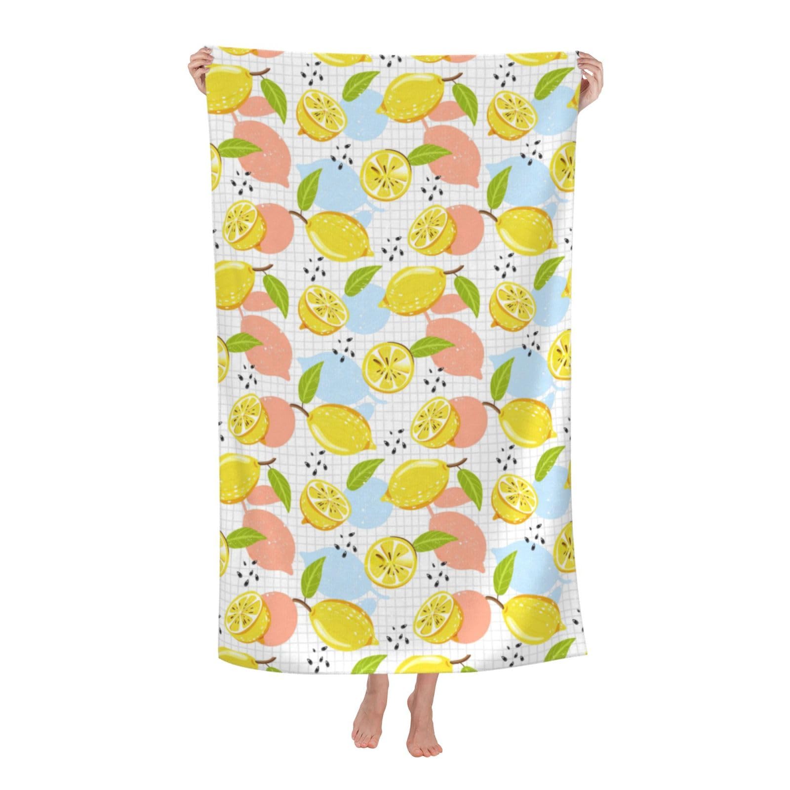 Cbaaghh Fruits Lemon Print Adult Beach Towels,Beach & Pool Towel,Beach Towels,Towels For Camping