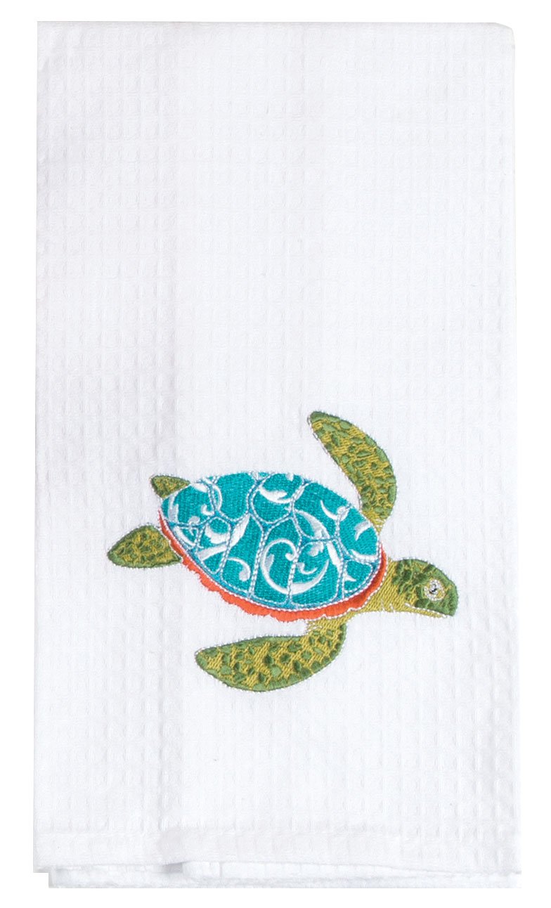 Kay Dee Designs F0774 Island Time Turtle Embroidered Waffle Towel