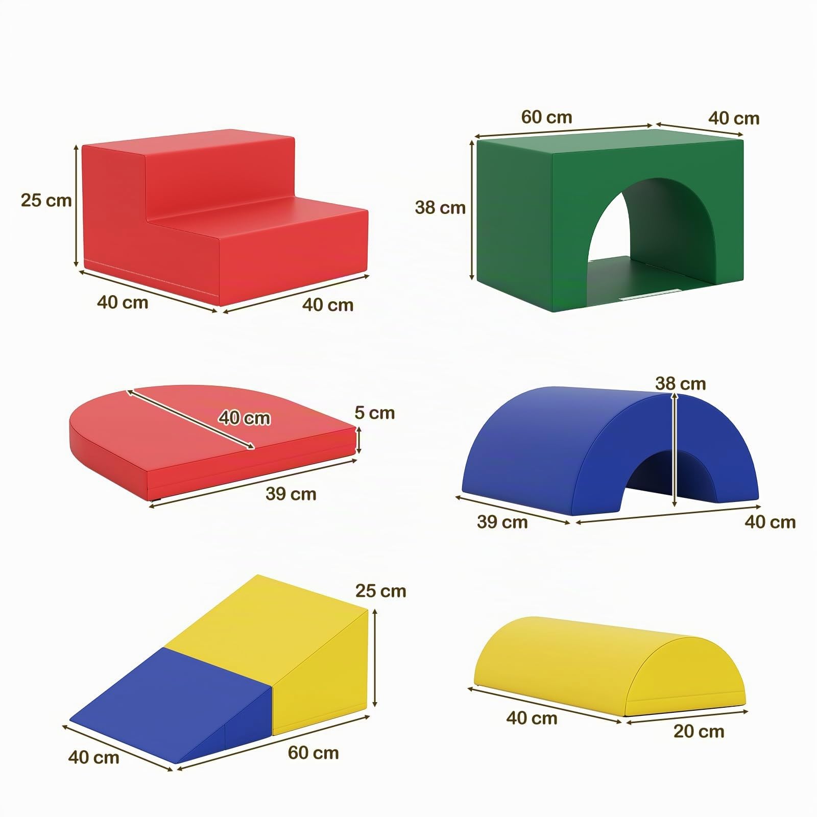 RELAX4LIFE Set di 7 Blocchi da Costruzione per Bambini, in Schiuma per Arrampicarsi, Combinazioni Libere, Vari Colori, Forme Diverse, per Casa, Asilo Nido