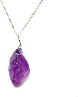 Natural Amethyst Pendant, Copper With Chain, Gemstone Necklace, Gemstone Jewelry, Stone Pendant, Handmade, Rough Shape, Gift Her, Christmas Gift