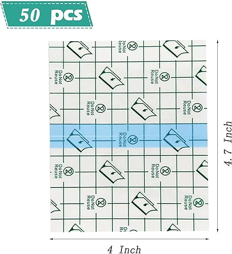 Miniatura 2 de 50 vendas adhesivas transparentes elásticas, de 4 x 4.75 pulgadas, vendas impermeables de película transparente, vendajes adhesivos, protector de