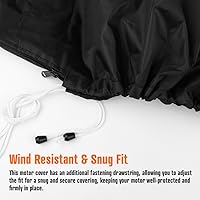 Vista 4 de iCOVER - Fundas para motor fuera de borda, cubierta de motor de barco completo remolcable impermeable, tela Oxford resistente con cremallera, se