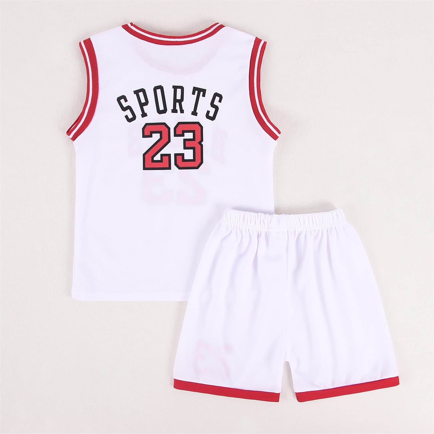 CM C&M WODRO Toddler Kid Basketball Jersey Outfit Baby Boy Girl Letters Tank Top + Track Shorts Sets Boy Summer Clothes (White, 5-6X, 5 Years)