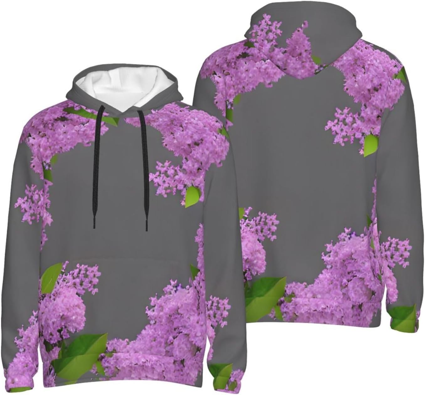 Framing Lilac Flowers in Blossom print Men's novelty hoodie print sweatshirt for casual pullovers for both men and women