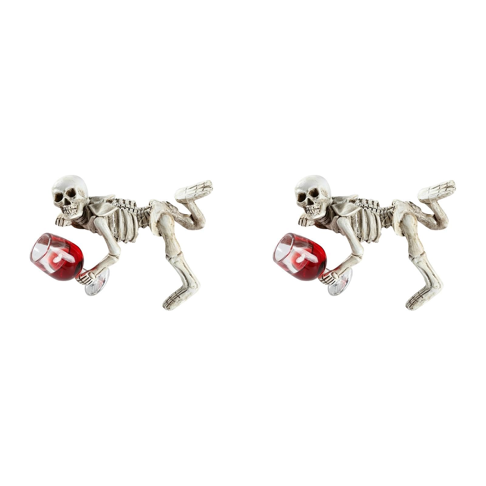 Halloween Skeleton Decor, Resin Skeleton Figurine With Wine Glass