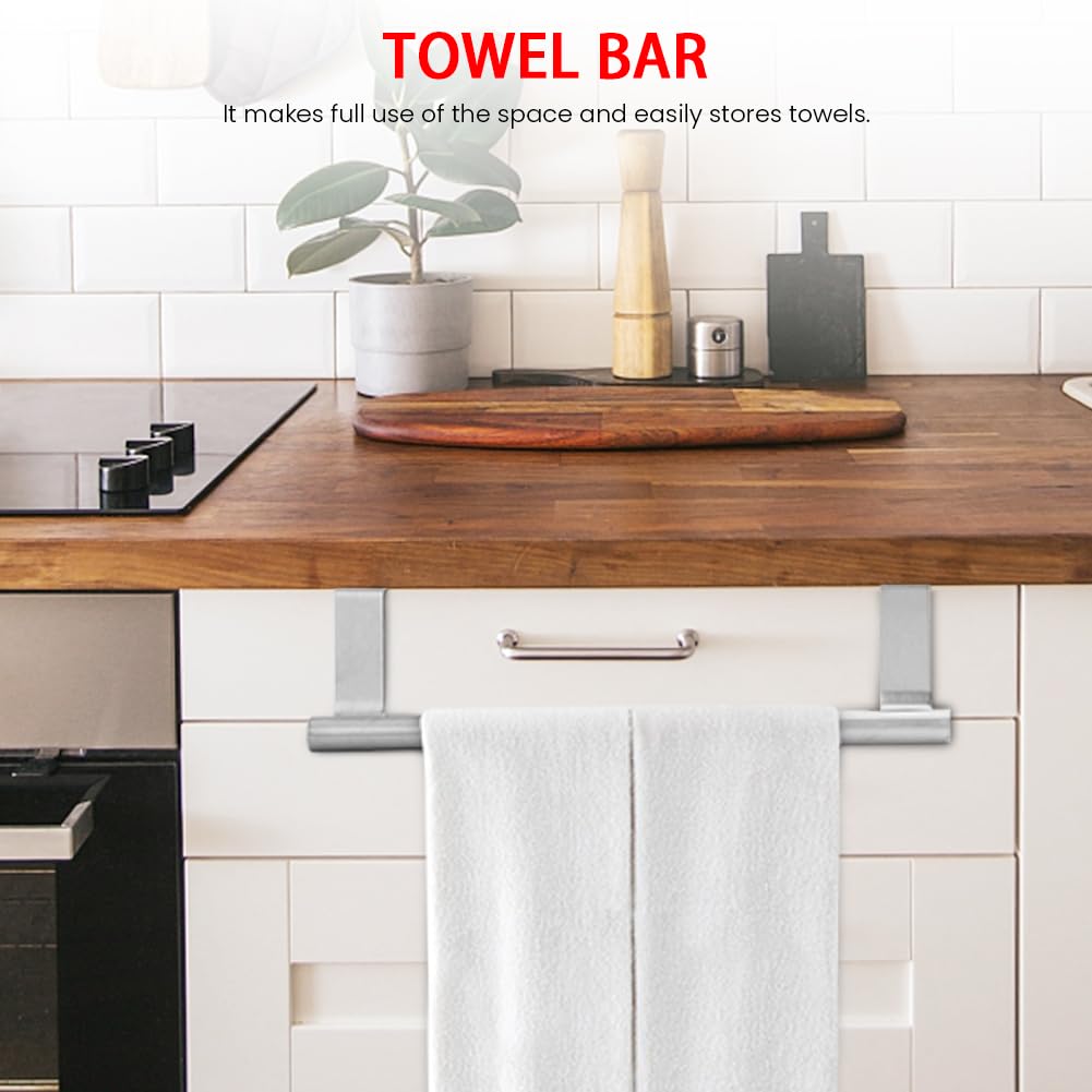 2Pcs Stainless Steel Towel Holder Kitchen Towel Rail Door Hanging Tea Towel Holders with Non-Scratch Pad Over Door Towel Rail (23.5cm) - Image 3