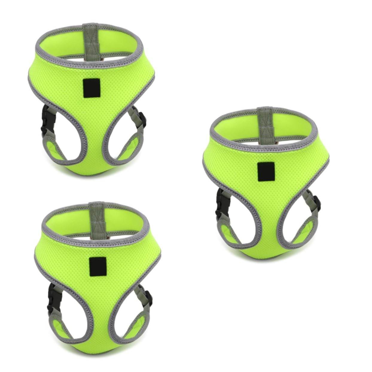 HANABASS 3pezzi Pettorina Per Cani Di Taglia Media Per Cuccioli Con Striscia Di Sicurezza Fluorescente Verde Comoda e Resistente Per Passeggiate e Corsa