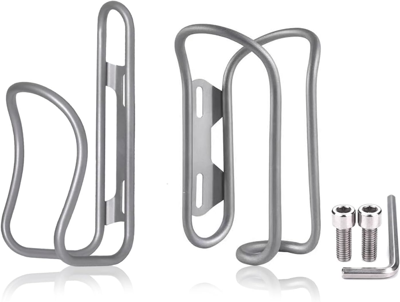 Titanium Bike Water Bottle Cages, 2-Pack, Lightweight and Durable Alloy Holder for MTB and Road Bicycles - Silver (Mixed 2Pack)
