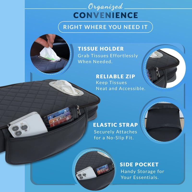 Image of ArmEasePro' Armrest - Orthopedic Memory Foam Cushion for Car, Provides Elbow, Wrist, and Arm Support, Universal Fit, Premium Mesh Fabric, Single-Sided Fastener (Full Black)