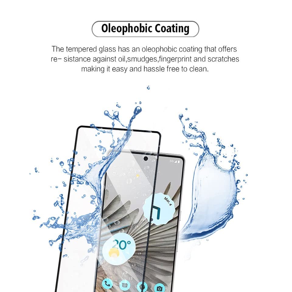 Image of Advanced Premium Tempered Glass Screen Protector Guard For Google Pixel 7 (Black, Pack of 1) Full Glue Edge to Edge Coverage with Easy Installation Kit- By Blackwik