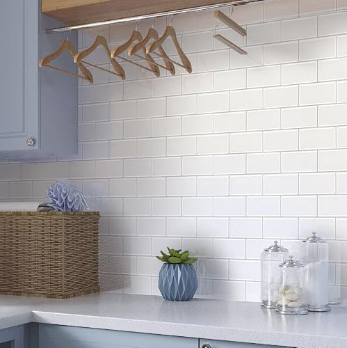 Subway Peel & Stick PVC Tile White 10.6x12.5 Polished 9.2 sq ft 10-Pack