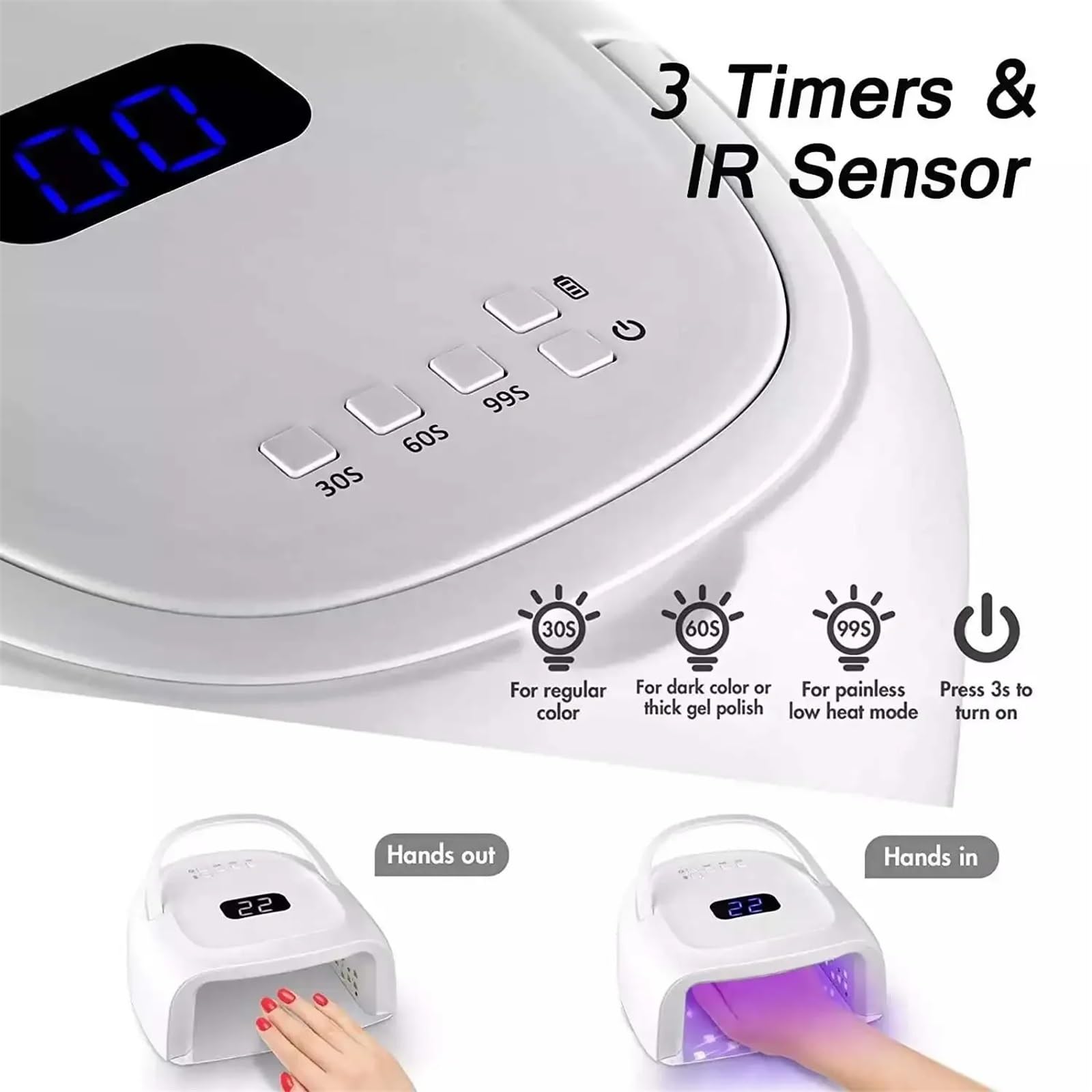 lámparas led Lámpara De Uñas Recargable, Secador Inalámbrico Esmalte En L, Lámpara Manicura Y Pedicura, Inalámbrica UV LED For para Casa, Salón, Viajes, Talleres