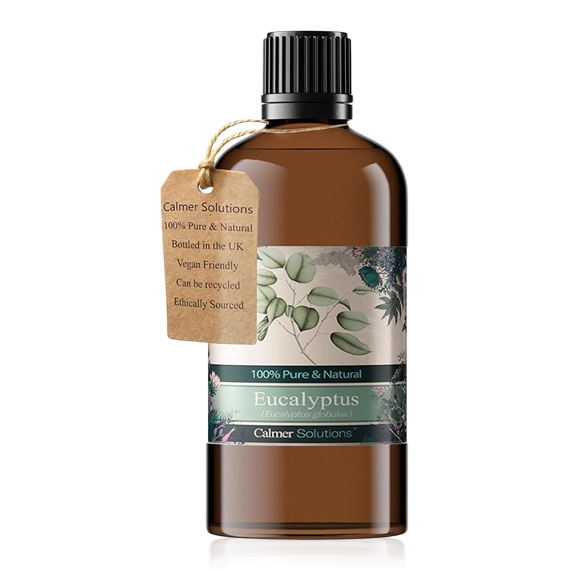 Calmer Solutions Eucalyptus Essential Oil 100ml - 100% Pure & Natural Steam Distilled Eucalyptus Globulus Aromatherapy Oil - UK Made Fresh Essential Oil for Diffuser, Oil Burner & Home Fragrance