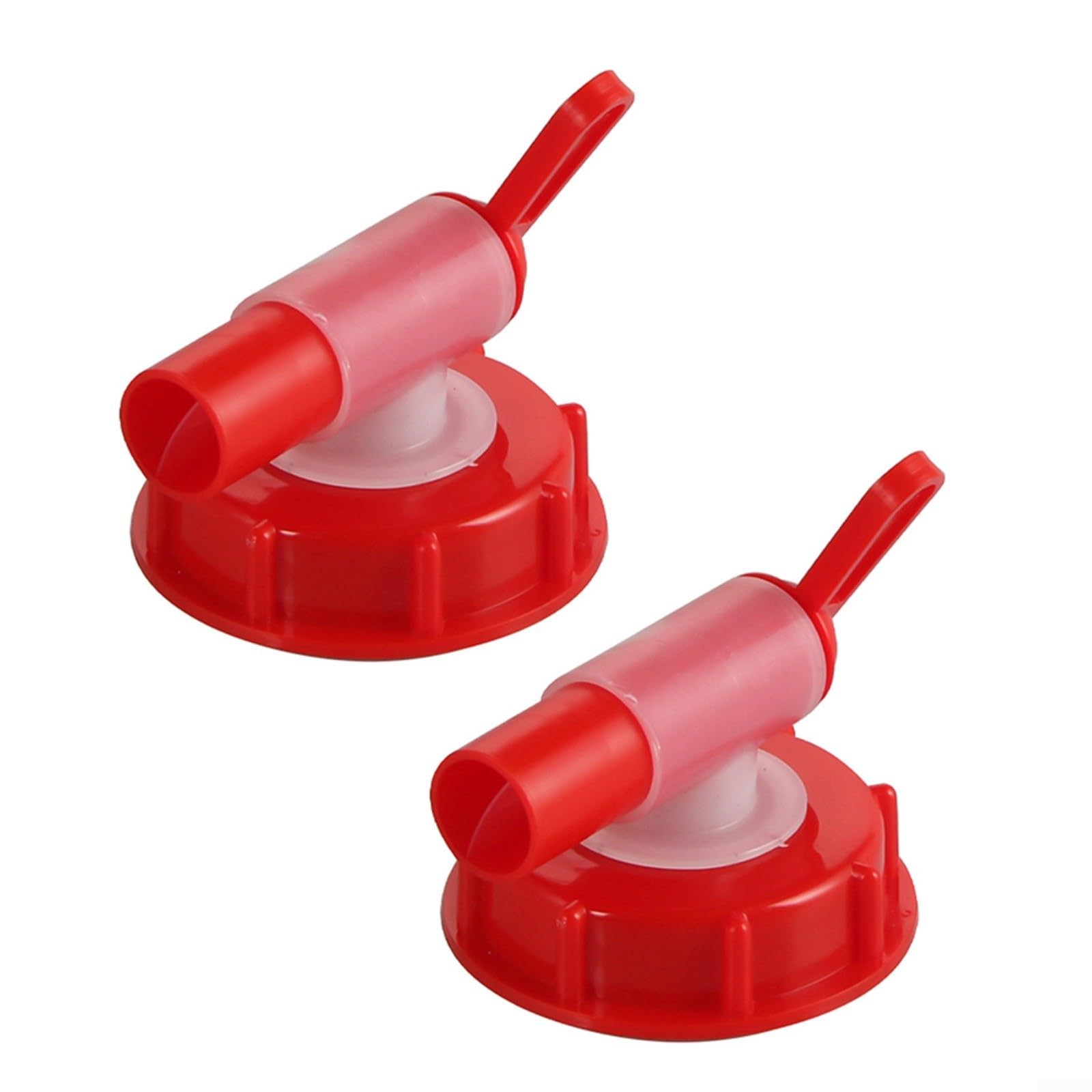 Glewi 62mm Plastic Outlet Tap for Water & Chemicals, Robust PP Faucet with Easy-Open Valve for Industrial & Garden Containers, White-Red(2pcs)
