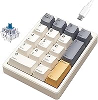 Vista 1 de Teclado mecánico de números, Numpad intercambiable en caliente, con cable USB de 17 teclas, teclado numérico retroiluminado blanco con teclas PBT