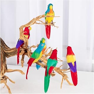 Factory Direct Craft Pack of 6 Tri-Color Artificial Parrots from Tropical Parrots with Feathers for Props and Decorations