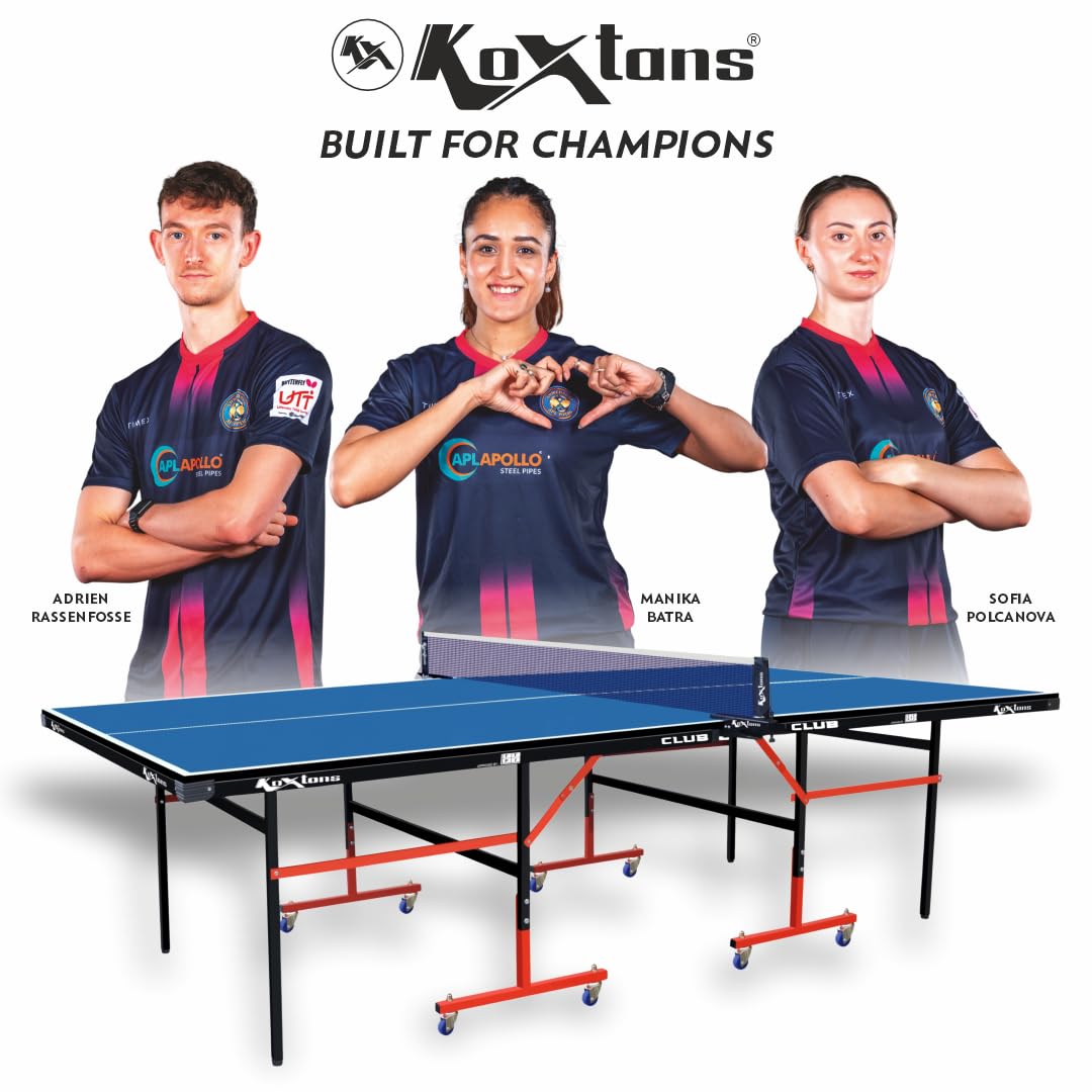 Koxton Amazon Brand Koxtons TT Club Foldable Tennis Board Table with Wheels and Net (Full Size, 18mm)-image-38
