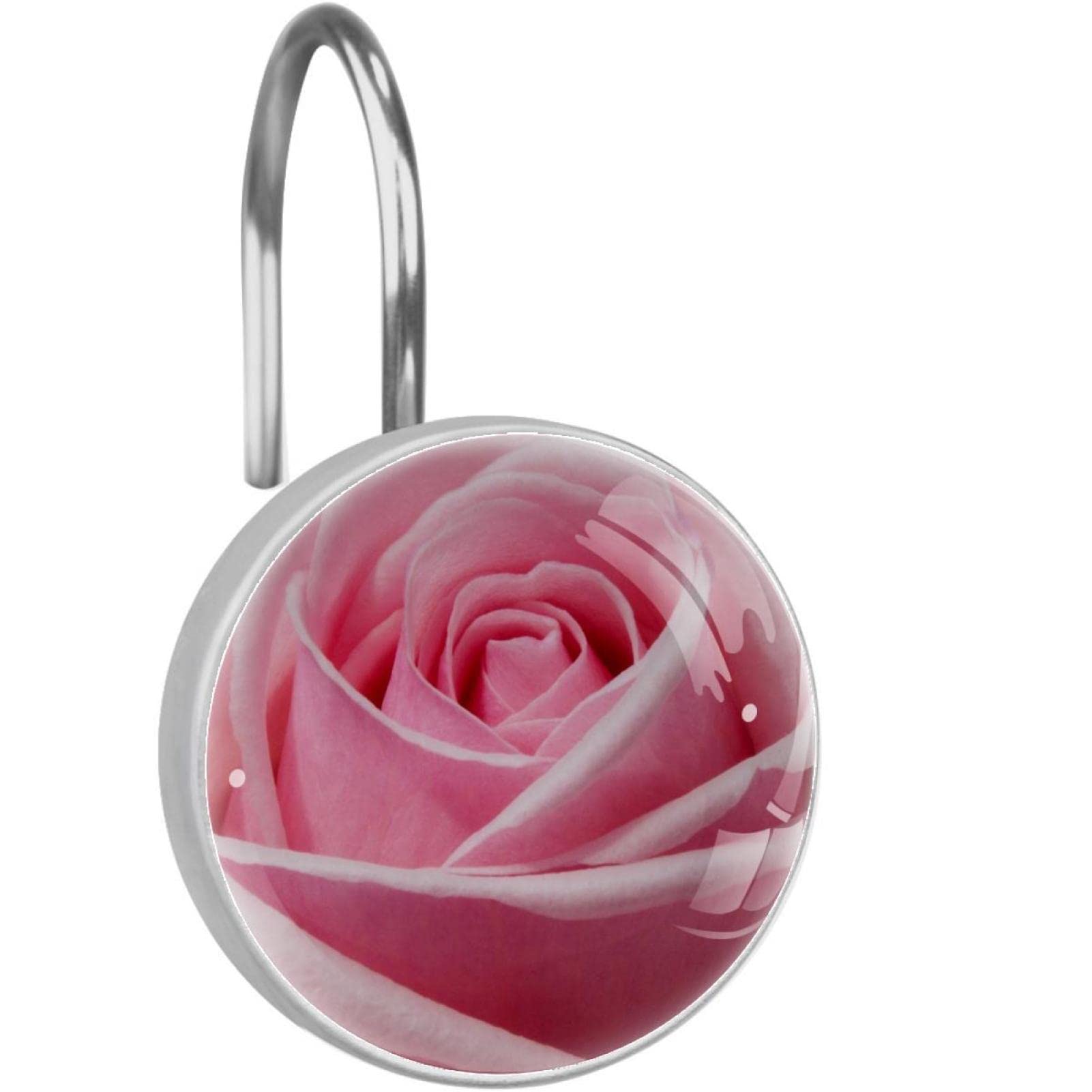 Crochets de rideau de douche anti-blocage en acier inoxydable rose pour salle de bain