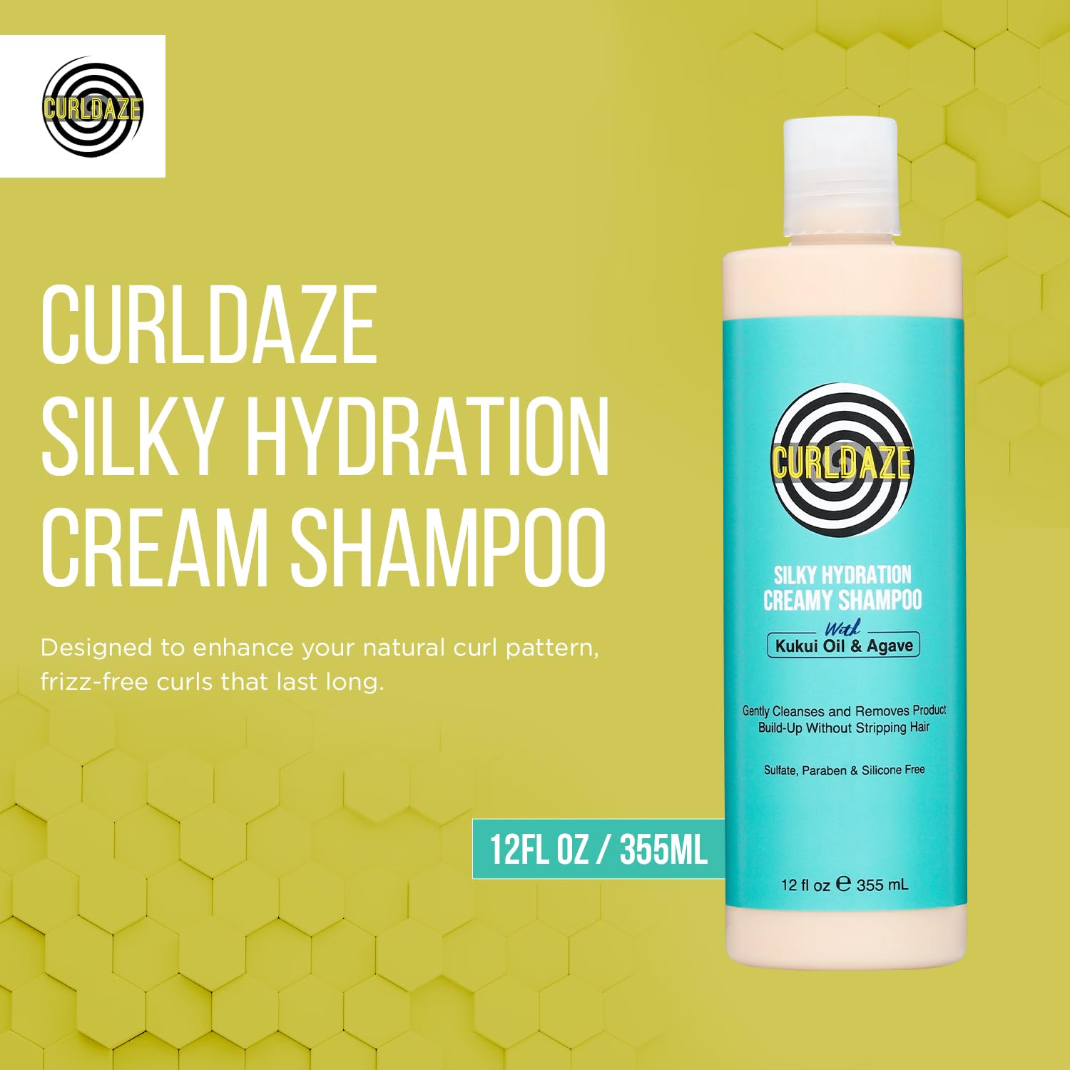 Curldaze The Silky Hydration Creamy Shampoo, Features the Kukui Oil (Koo-Koo-Ee) Oil, Rich in Omega-3 and Vitamins A, C, and E to Strengthen Hair, Agave to Add a Luxurious Shine for Daze! - Image 2