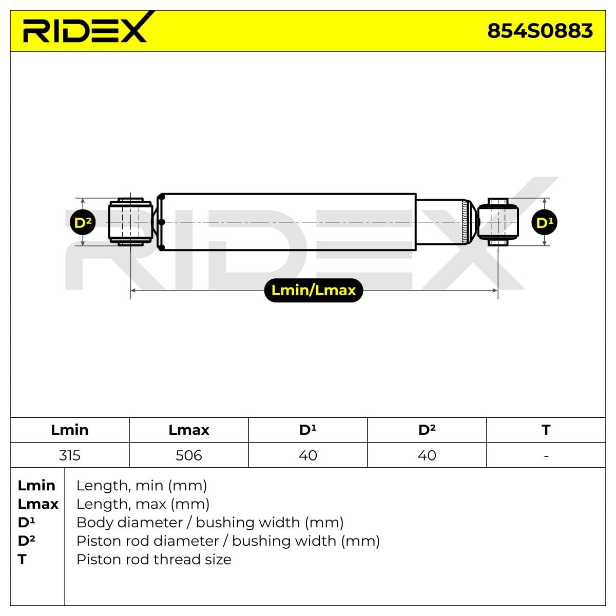 RIDEX 2x Amortisseur Arrière Pression de gaz Compatible avec MERCEDES-BENZ Sprinter 3.5-T Van W906 Sprinter 3-T Van W906, VW Crafter 30-50 Van 2E Crafter 30-35 Bus 2E