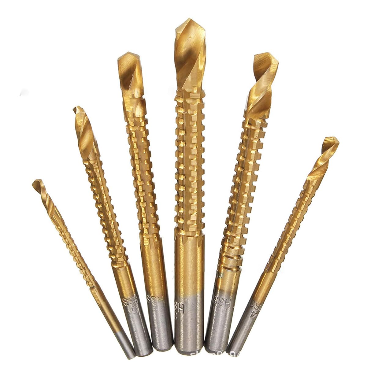 Treki 6pcs Broca de Sierra en Espiral HSS de Acero de Alta Velocidad 3-8 mm y Sierra Bit Set Titanio Recubierto Herramientas de Carpintería para Madera y Metal