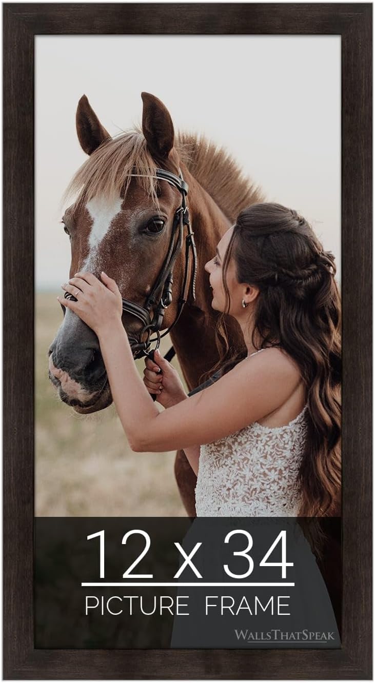 wallsthatspeak 12x34 Espresso Brown Picture Frame for Puzzles Posters Photos or Artwork
