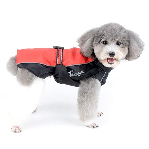 Ranphy - Impermeable para perros pequeños, chaqueta reflectante ajustable para cachorros de malla ligera…