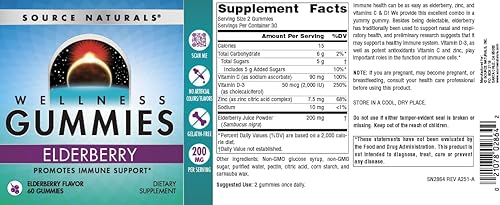 Miniatura 4 de Source Naturals Gomitas de saúco Wellness, promueve el apoyo inmunológico*, 200 mg - Apoyo antioxidante - 60 gomitas