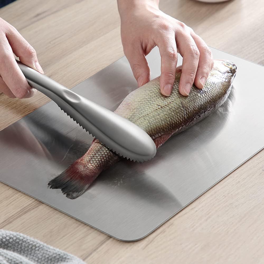 JHEPCOIN Fish Scaler Stainless Steel Fish Scaler Remover No Mess Sturdy Fish Descaler Tool Portable Fish Scale Remover Durable Fish Scraper Fish Cleaning Tools for Quick & Easy Fish Scaling (Pack 1)