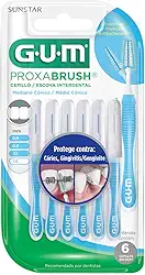 Escova Interdental Portátil Cerda Grande 1.6 mm GUM, Limpeza entre os Dentes, 6 unid., Gum, Azul, 1.6 Mm