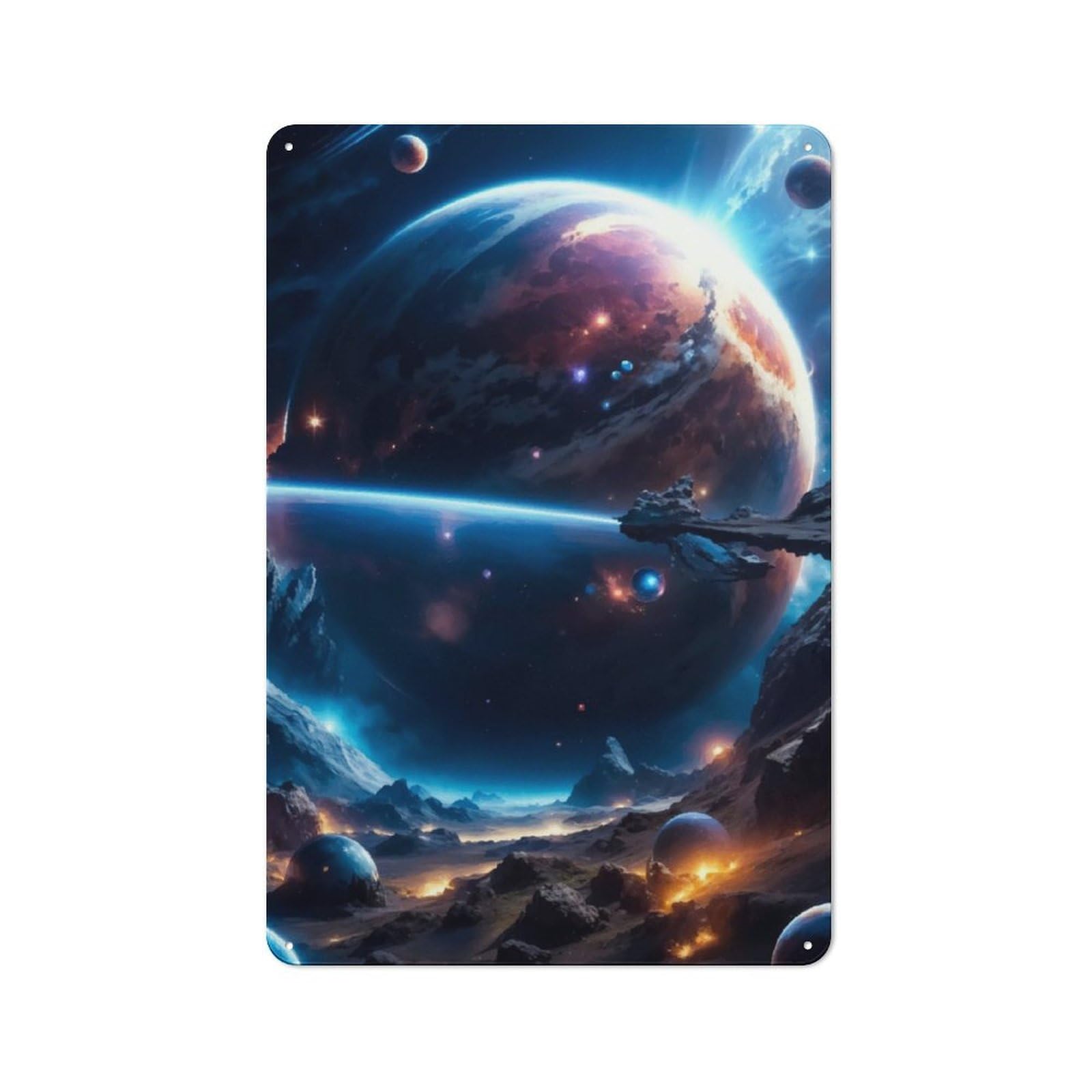 Junmoney Celestial Mantle Vintage Metal Plaque 30X20cm For Man Cave Or Games Room, For An Autumn Update To Man Cave And Games Room
