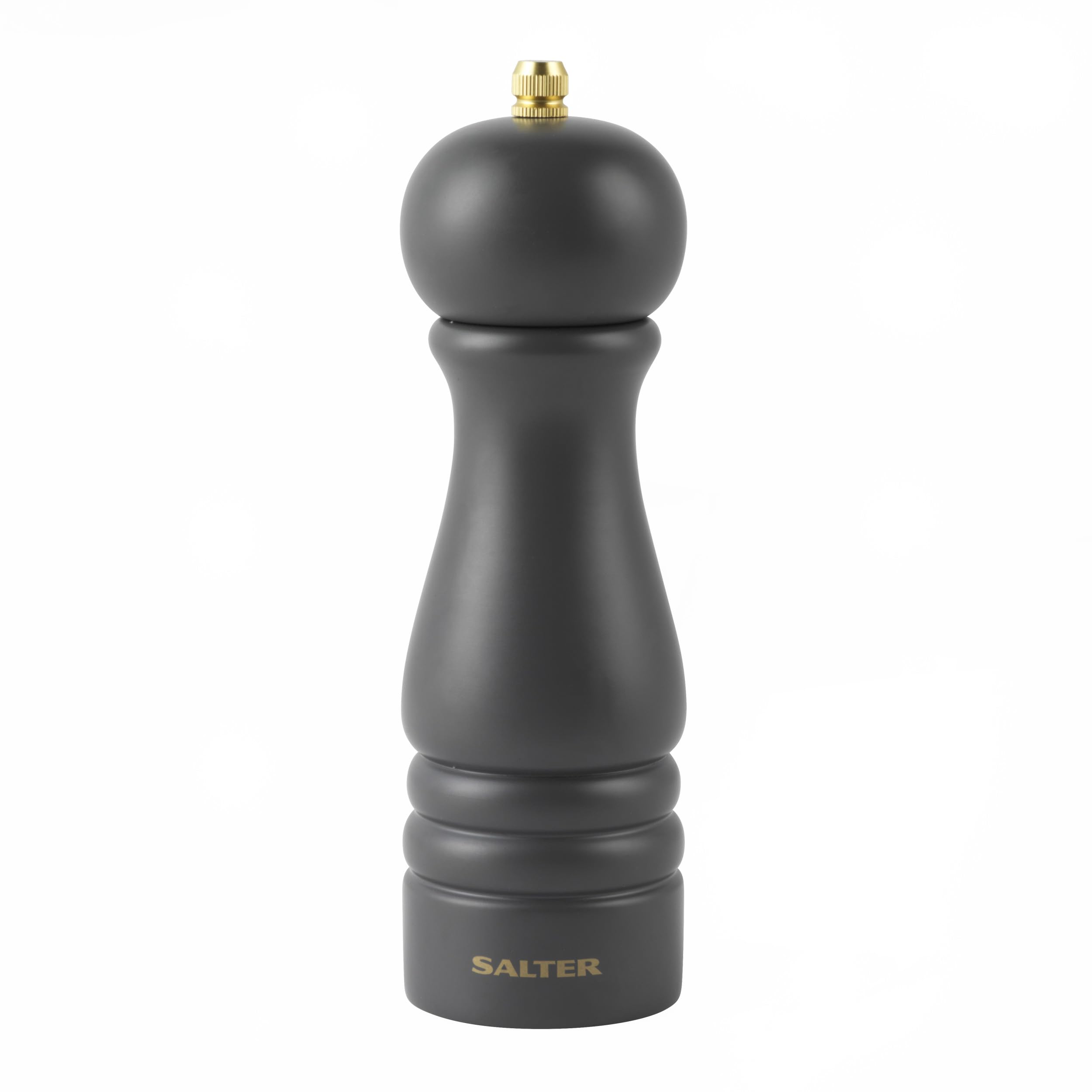 Salter Olea Single Charcoal Mill – 19cm Single Refillable Salt or Pepper Grinder, Twist to Grind, Ceramic Mechanism, Adjustable Fine to Coarse Grind, 56g Rock Salt/24g Pepper Corns, Extra Cap Included