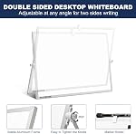 TSJ OFFICE Conseil d'Essèchement Blanc - 12 X 16 Inches Portable petit tableau blanc magnétique avec crochets pour mur, Mini Tableau blanc de bureau 360 Degrees Revolving Double Sided Stand pour Office, Accueil, école