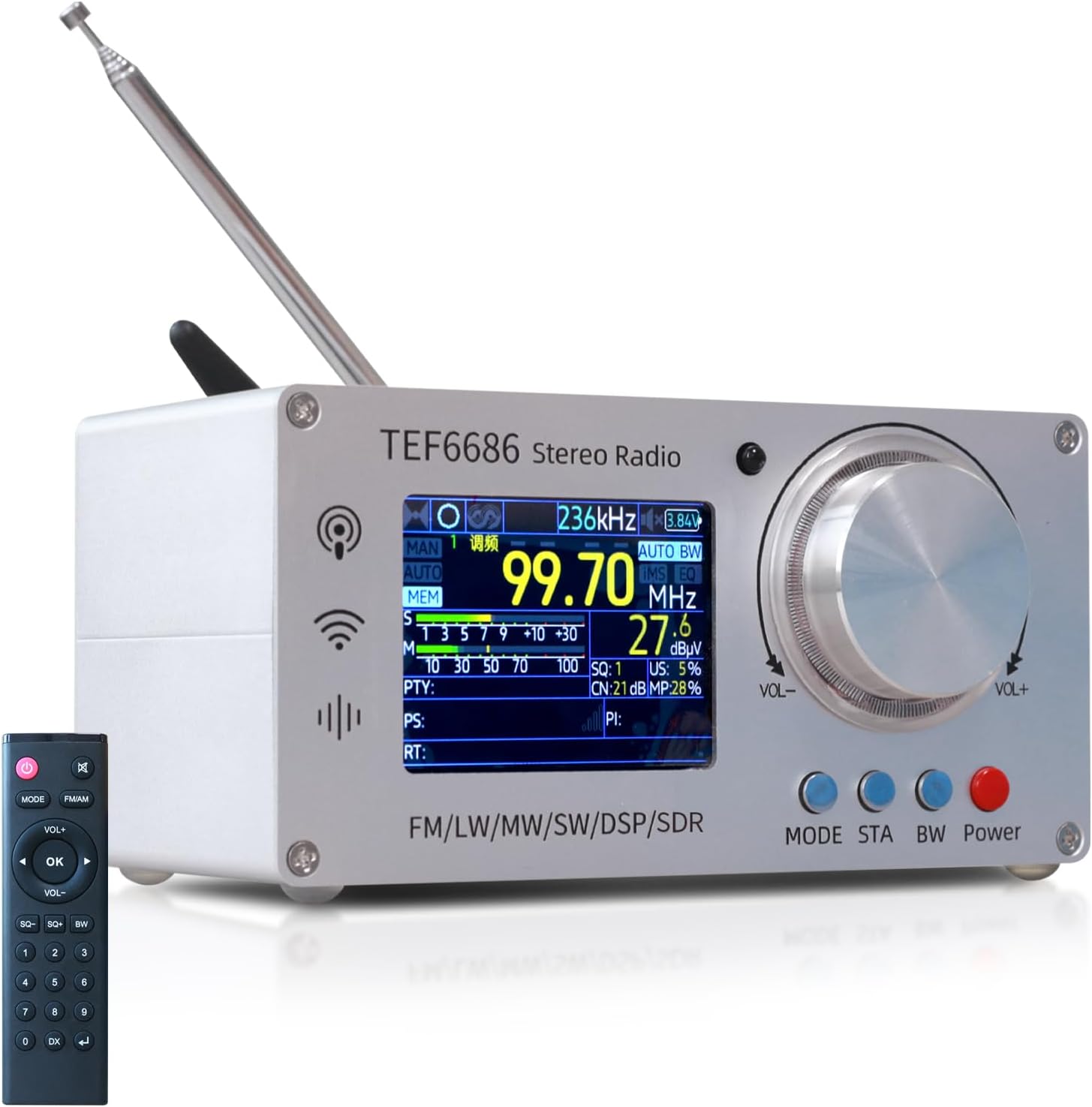 TEF6686 Full Band DSP Radio, High Sensitivity AM/FM Radio for FM,SW,MW,LW, Portable TFT Display SDR Indoor/Outdoor Radio for Ham/DXer
