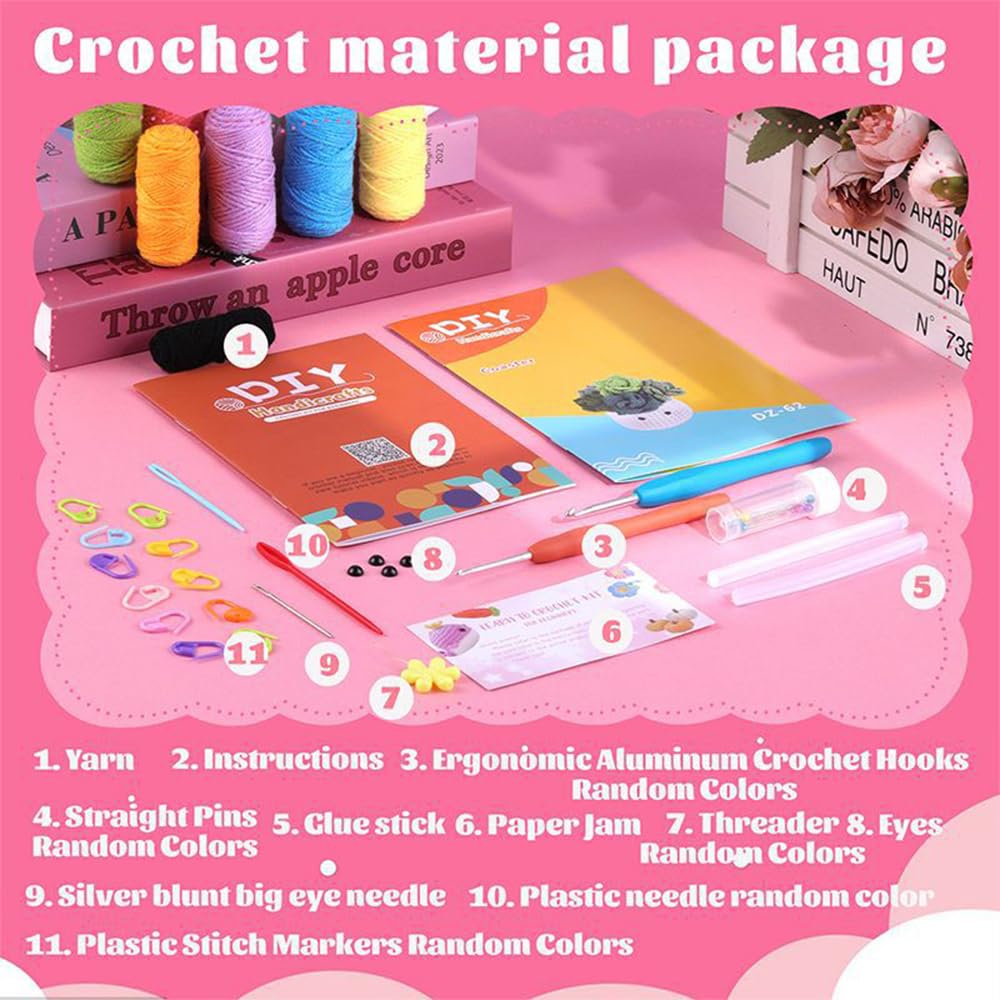 Tavkite Kit Uncinetto Per Principianti – Set 4 Sottobicchieri Con Video Tutorial E Istruzioni – Filato E Accessori Inclusi