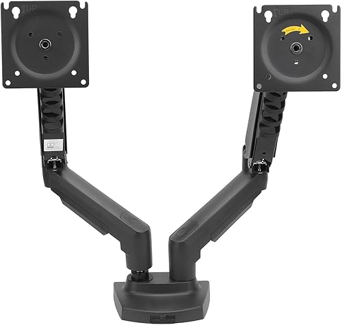 Miniatura 3 de Zunate Adjustable Double Screen Stand for 17-27inch Screens, Telescopic Rotating Desk Mount for Gaming and Work, Aluminum Alloy Material