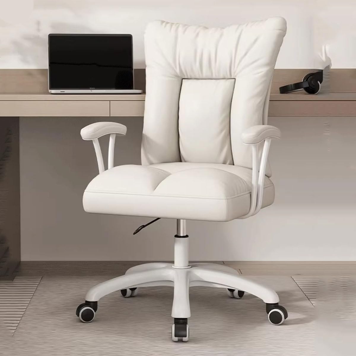 NZPOST Ergonomic Chair for Computer Soft Padded Seat,Desk Chair with Arm and Wheels,Makeup Chair Study Backrest Chairs,Executive Task Chair Pu Leather Swivel Chairs